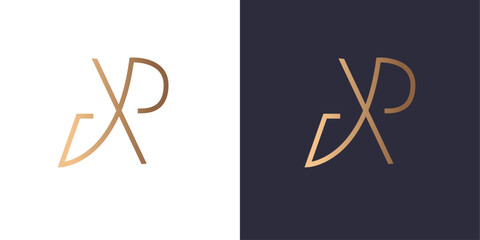 Letter A and P logo monogram, minimal style identity initial logo mark. Golden gradient vector emblem logotype for business cards initials.