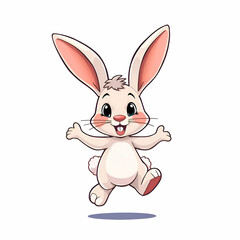 Fototapeta premium black Hopping with Joy, Perfect for Children's Products and Branding. This adorable bunny, with its long, floppy ears and cheerful expression, is sure to capture the hearts of children and adults alik