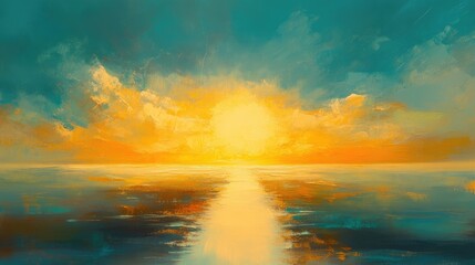 Fototapeta premium An elegant abstract of a path leading toward a glowing horizon, symbolizing life's journey, purpose, and the beauty of the unknown