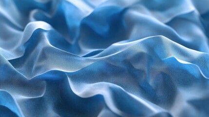 Obraz premium A close-up of soft, wrinkled, blue fabric with a textured surface. Generative AI.