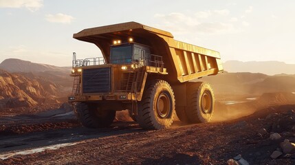 Obraz premium Heavy dump truck working in a mining site