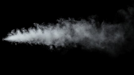 Close-Up Abstract White Steam Rising - Humidifying Spray Isolated on Black Background