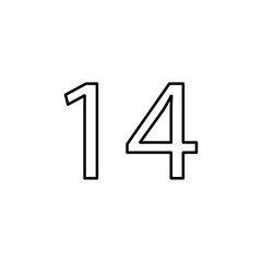 number 14 icon Flat logo isolated symbol