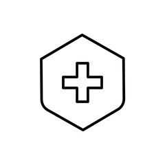 shield with cross icon Flat logo isolated symbol