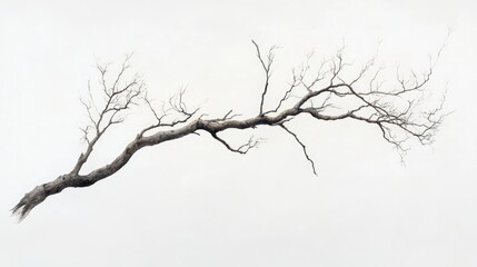 A serene abstract of a single, dissolving tree branch against a white background, representing the beauty of emptiness and release
