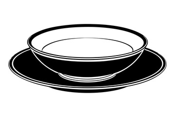  empty ceramic plate vector art illustration
