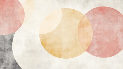 A simple abstract design with overlapping circles in soft tones, representing unity, life's cycles, and the beauty of simplicity