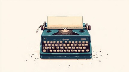 Illustration for a vintage typewriter with a half-written letter 