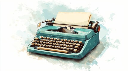 Illustration for a vintage typewriter with a half-written letter 