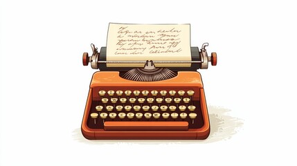 Illustration for a vintage typewriter with a half-written letter 