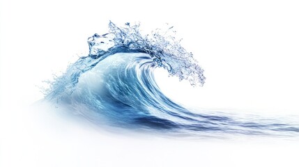 Fototapeta premium Blue Ocean Wave on White Background