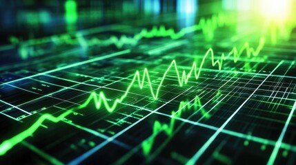 Green Digital Waveform on Futuristic Background