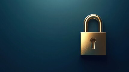 Fototapeta premium Golden Lock on a Blue Background