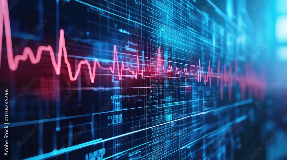 Poster digital heartbeat monitor with data visualization