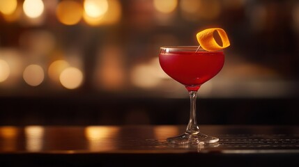 Red Cocktail with Orange Twist