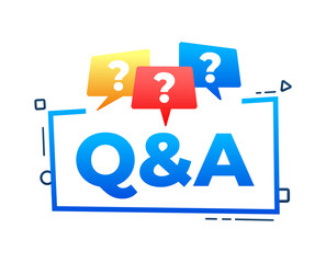 Questions and answers concept with colorful speech bubbles over blue frame