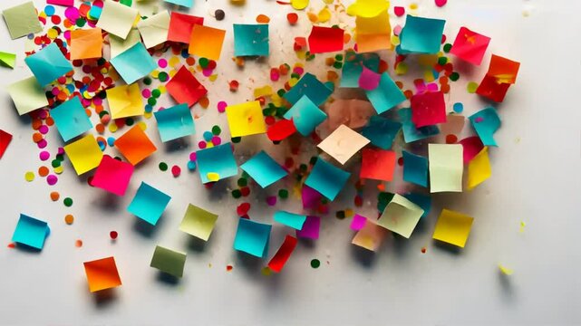 Colorful Confetti and Sticky Notes Vibrant Celebration of Creative Shapes for Festive Party Atmospheres