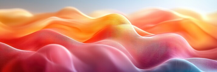 Fototapeta premium Abstract Wavy Pattern with a Gradient of Orange, Pink, and Blue Hues