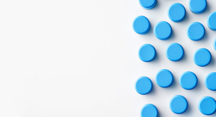 Blue toilet cistern cleaning tabs/tablets/blocks. Space for text or ad.