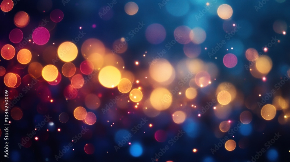 Poster a vibrant, blurred background of colorful bokeh lights creating a festive atmosphere.