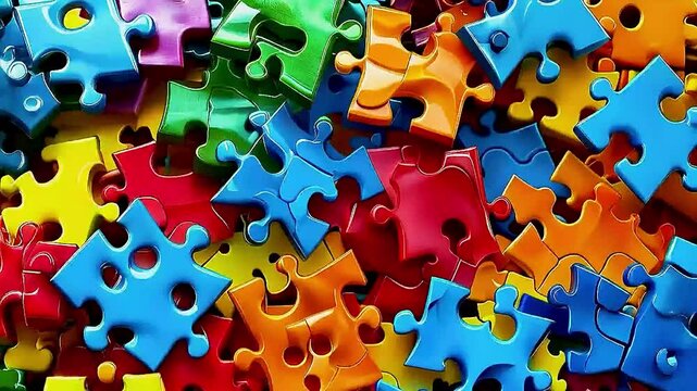 many colorful puzzle pieces
