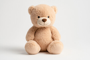 Obraz premium cute plush brown bear with soft fur texture, pure white background