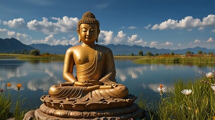 statue of buddha in the mountains