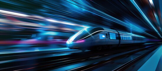Fototapeta premium Ultrasonic futuristic bullet train hyperloop with automated steering system that enables fast transportation and autonomy concept
