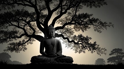 buddha in the sunset