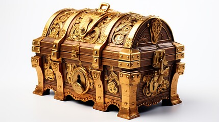 A vintage treasure chest made of gold