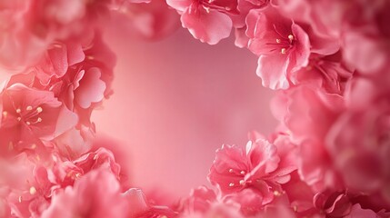Obraz premium Beautiful opening pink background. at close range. Holiday, love, birthday design background. Neon pink floral frame