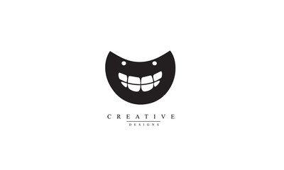 Tooth smile icon black vector white background