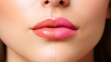 Fototapeta premium Close-up before-and-after photos of a patient's nose, emphasizing the correction of breathing issues alongside a more refined, symmetrical nasal profile