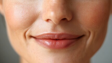 Fototapeta premium Close-up wrinkle-reduction comparison, showing a woman's mouth area with noticeable lines pre-treatment and smoother, more youthful skin post-treatment