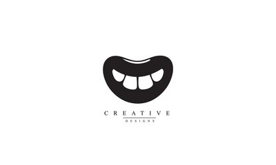Tooth smile icon black vector white background