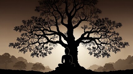 silhouette of a tree in the night