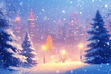 Christmas city wallpaper city background, Vector of the winter landscape. Merry Christmas. for copy space design assets, ai