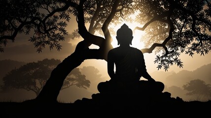 silhouette of buddha