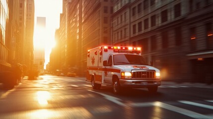 Fototapeta premium ambulance in the city in motion