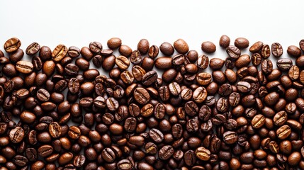 Fototapeta premium A stunning and beautiful arrangement of coffee beans creates an elegant appearance, complete with ample copy space