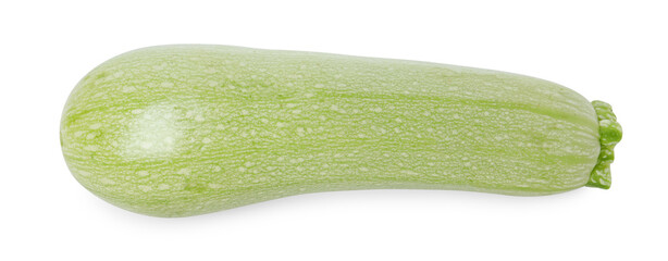 One fresh ripe zucchini isolated on white, top view
