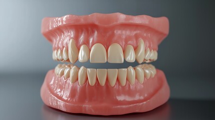 Obraz premium Dentoform, Dental teeth model. Dental Model. Close up tooth model mock tooth on blue background, close-up