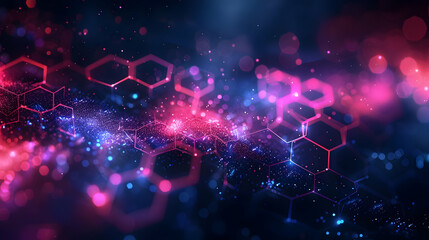 Abstract Background with Pink and Blue Hexagon Pattern