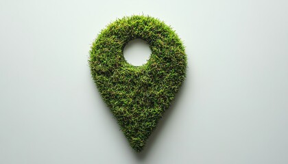 Isolated grass location pin icon on a plain white screen, perfect for apps and websites focused on nature, parks, and outdoor exploration