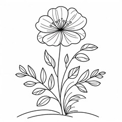 flower black and white colors with clean lines on a white background