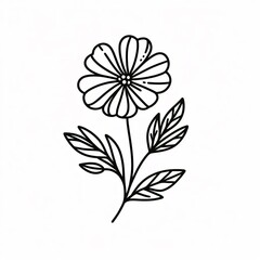 flower black and white colors with clean lines on a white background