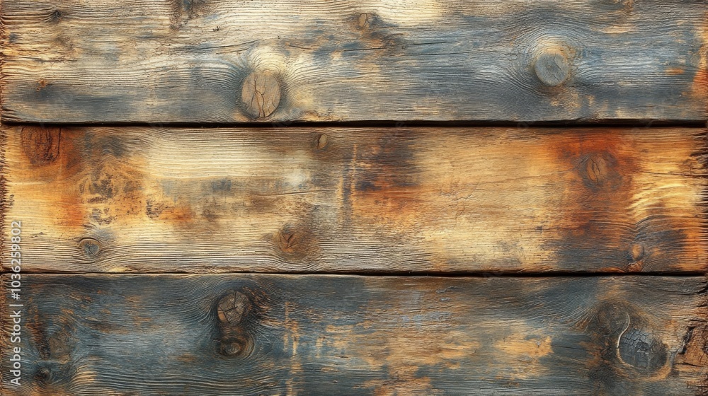 Poster the surface features a collection of wooden planks displaying various brown and gray hues, highlight