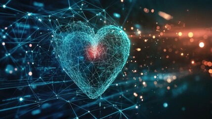 Futuristic Heart Design with Digital Effects