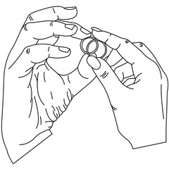 Engagement Rings Hands Illustration