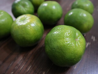 fresh food background of  green tangerines design for healthy diet